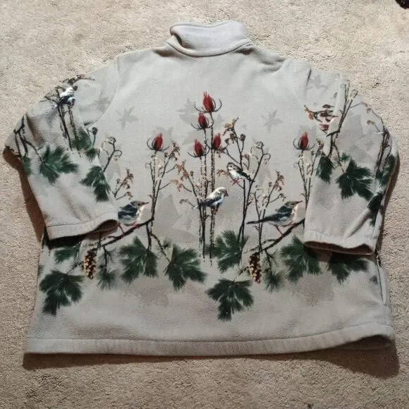Vintage Blair Sweater WOMENS 2XL Fleece Oversized NatureBirds Full Zip Jacket - Picture 2 of 4